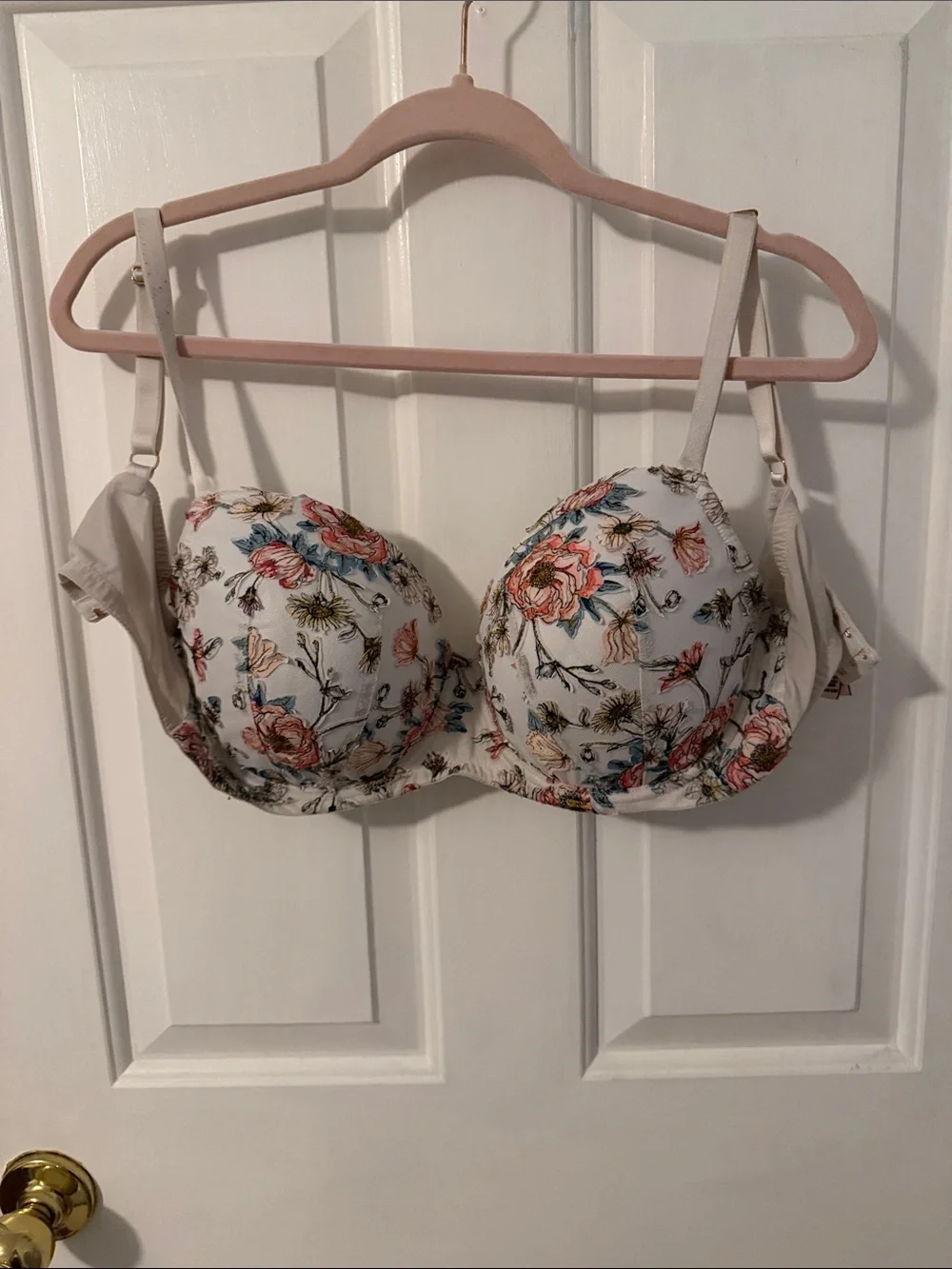 Victoria’s Secret Floral Print Padded Bra - White with Multicolor Flowers
